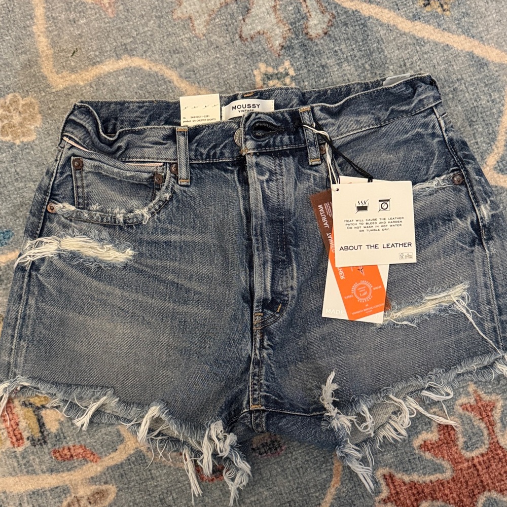 Moussy Distressed Blue Jean Shorts
